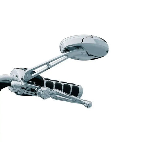 Chrome motorcycle handlebar with Kuryakyn Ellipse Mirror convex glass for better view