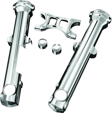 Chrome motorcycle fork covers and triple tree with Kuryakyn Fork Skins for 04-Up XL