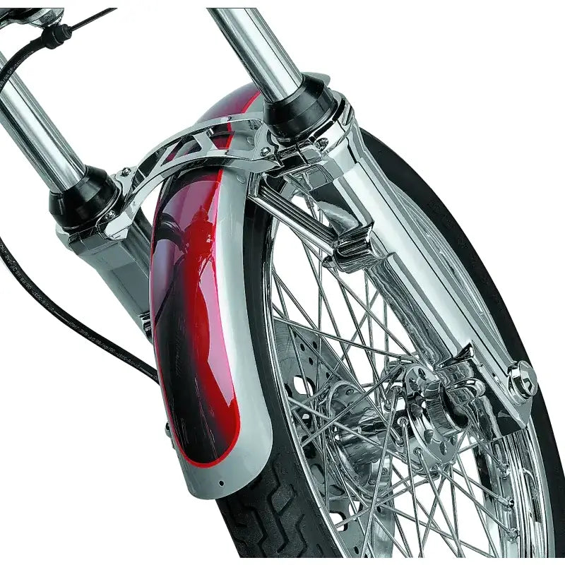 Front wheel and fender with Kuryakyn Fork Skins for 04-Up XL Chrome motorcycle