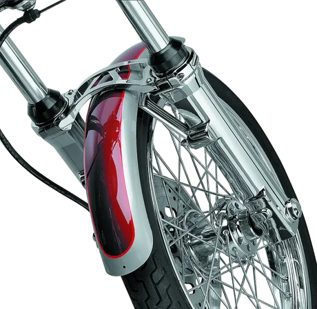 Front wheel and fender with Kuryakyn Fork Skins for 04-Up XL Chrome motorcycle