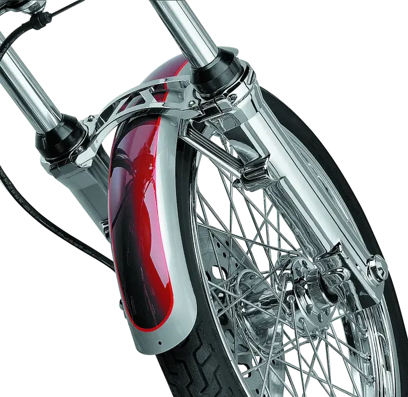 Front wheel and fender with Kuryakyn Fork Skins for 04-Up XL Chrome motorcycle