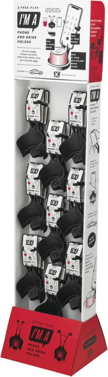 Phone and drink holder display featuring Kuryakyn Free-Flx Cp/Phn Hldr27Cnt Dsp
