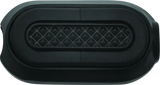 Gray oblong speaker with diamond grill on Kuryakyn Heavy Industry Shift & Brake Peg