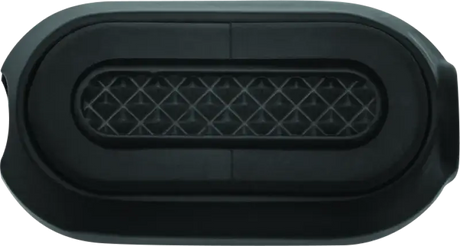 Gray oblong speaker with diamond grill on Kuryakyn Heavy Industry Shift & Brake Peg