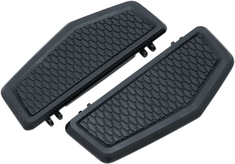 Black textured Kuryakyn hex driver floorboards for comfortable footrest setup