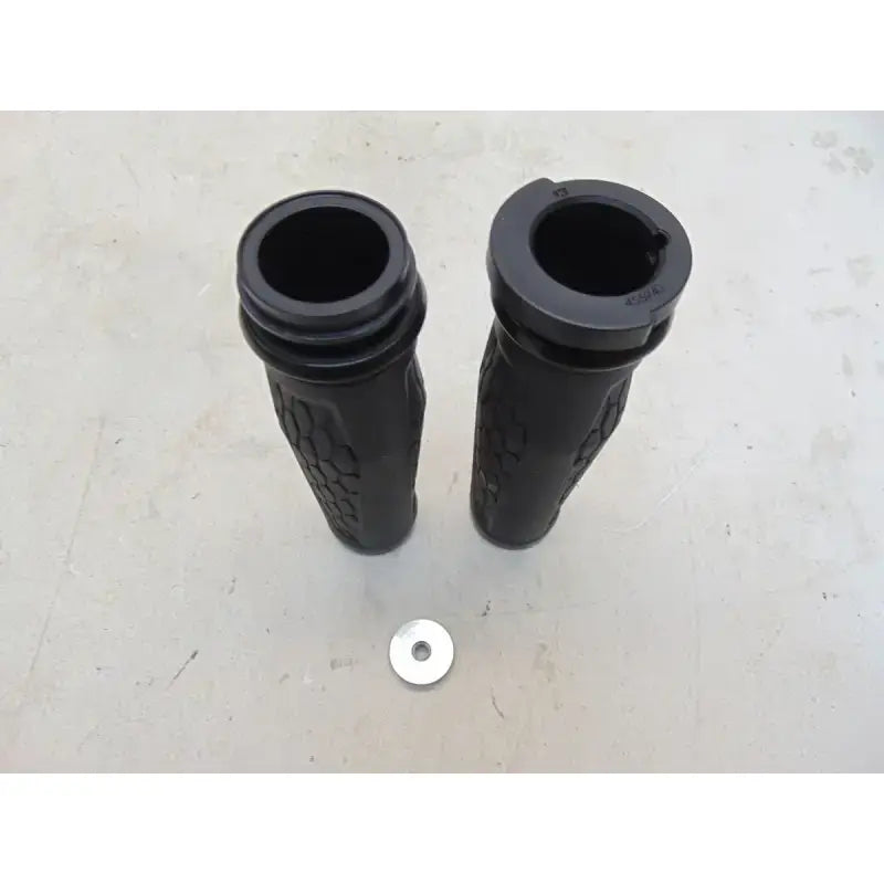 Black textured Kuryakyn Hex Grips with metal washer for Throttle-By-Wire bikes
