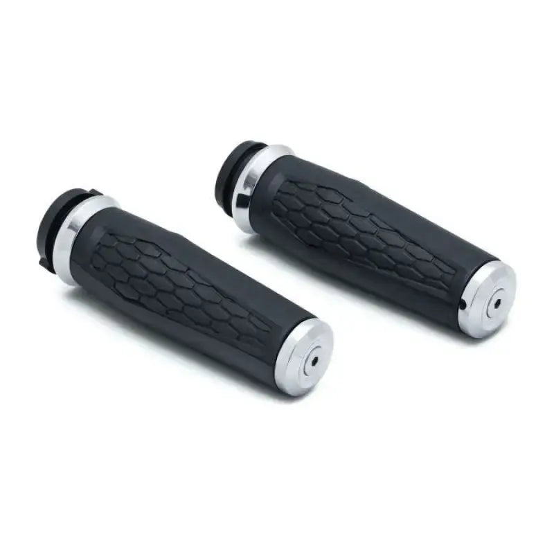 Black Kuryakyn Hex Grips Throttle-By-Wire Chrome for motorcycle handlebar control