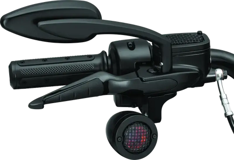 Black motorcycle handlebar assembly with Kuryakyn ISO Levers for easy riding