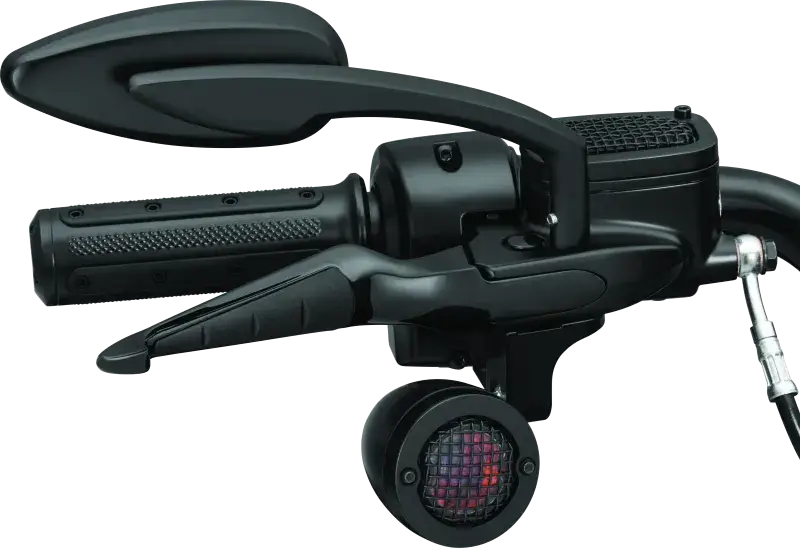 Black motorcycle handlebar assembly with Kuryakyn ISO Levers for easy riding