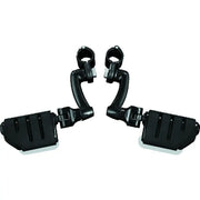 Kuryakyn 7599 Kuryakyn Longhorn Trident Offset Highway Pegs With 1-1/4 in Clamps Black