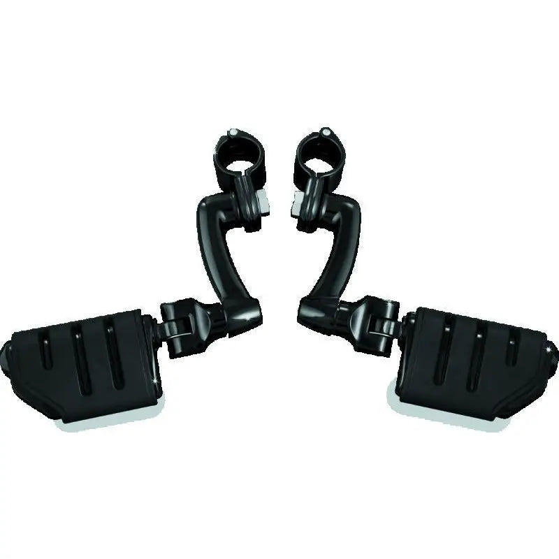 Kuryakyn 7599 Kuryakyn Longhorn Trident Offset Highway Pegs With 1-1/4 in Clamps Black