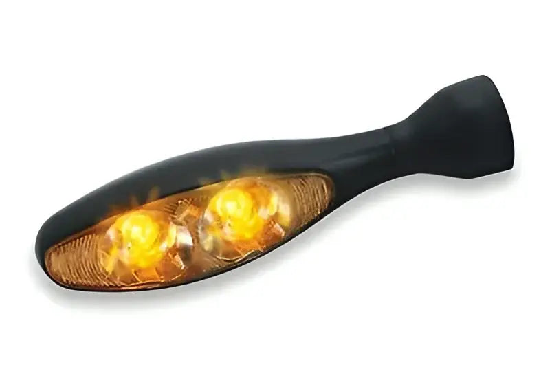 Black motorcycle turn signal with amber satin black lens and clear lens for Kuryakyn 2537