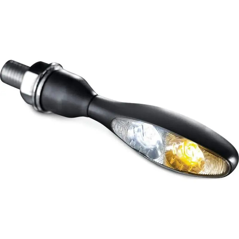 Black motorcycle turn signal with clear lens and satin black finish from Kuryakyn Micro 1000