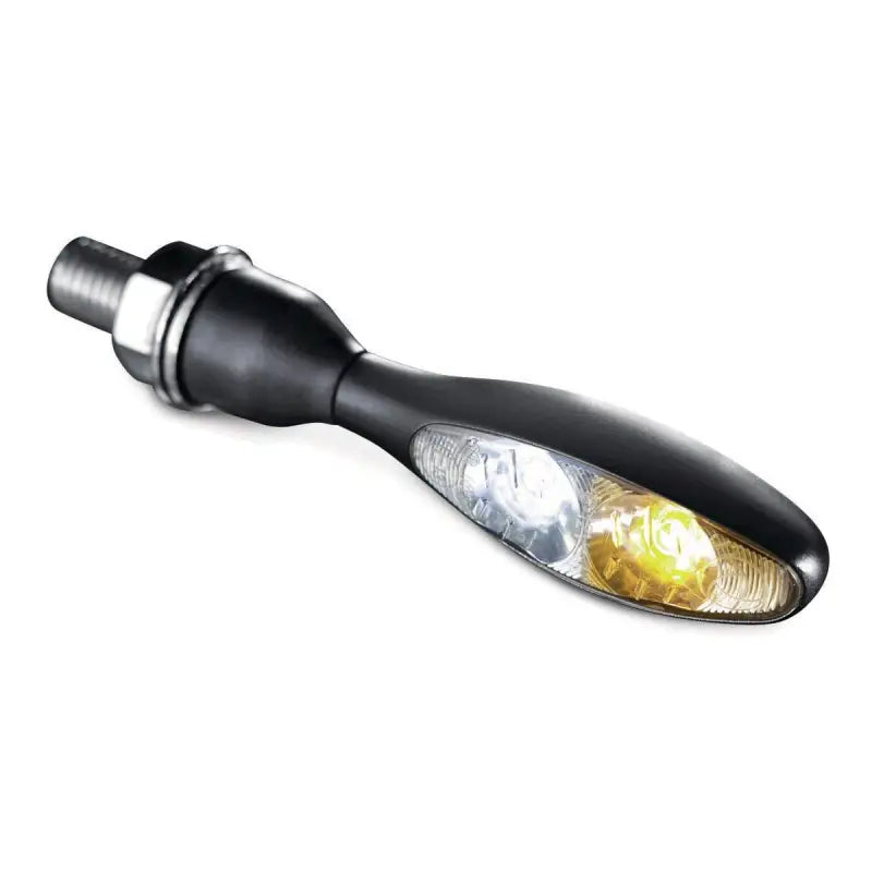 Black motorcycle turn signal with clear lens from Kuryakyn Micro 1000 Satin Black 2531