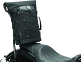 Black Kuryakyn Momentum Deadbeat Duffle Bag mounted on a motorcycle seat, ideal for RV, automotive, powersports, off-road, and marine adventures, featuring rugged exterior and versatile use as truck accessories and interior storage, truck bed, and RV parts, AVADA - Best Sellers, Bags & Packs, Bags - Bike Bags