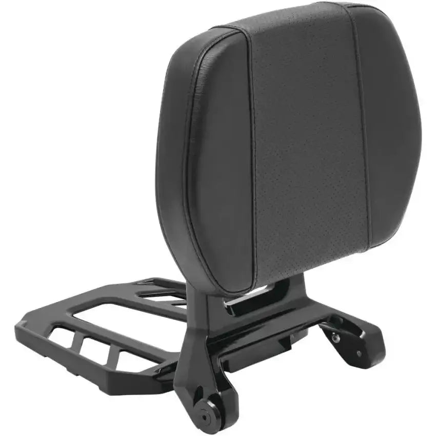 Kuryakyn Neo Driver black leather passenger backrest with chrome accents