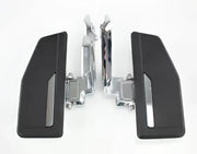 Two black and chrome Kuryakyn Omni Driver Floorboards for bikes, driver floorboards chrome