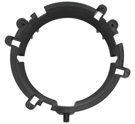 Black plastic segmented ring for Kuryakyn Orbit Headlight Adapter on Kuryakyn Orbit bike