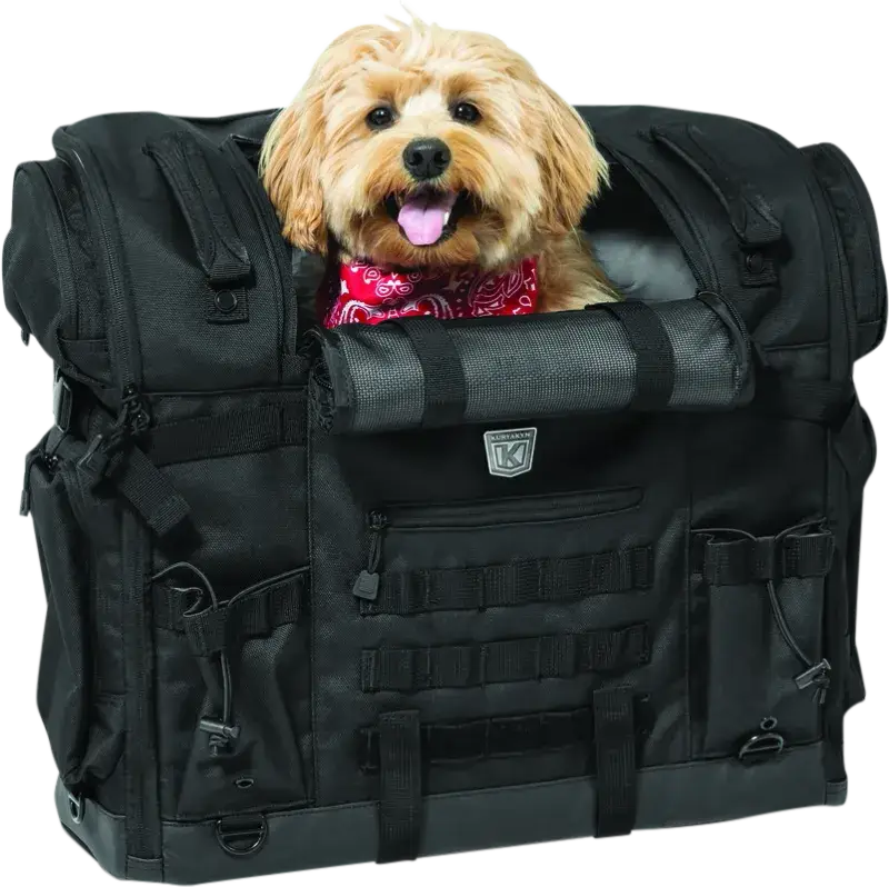 Black motorcycle pet carrier with dog for Kuryakyn Pet Palace Titan or Kuryakyn Pet