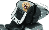 Motorcycle pet carrier with dog in Kuryakyn Pet Palace Titan for safe riding