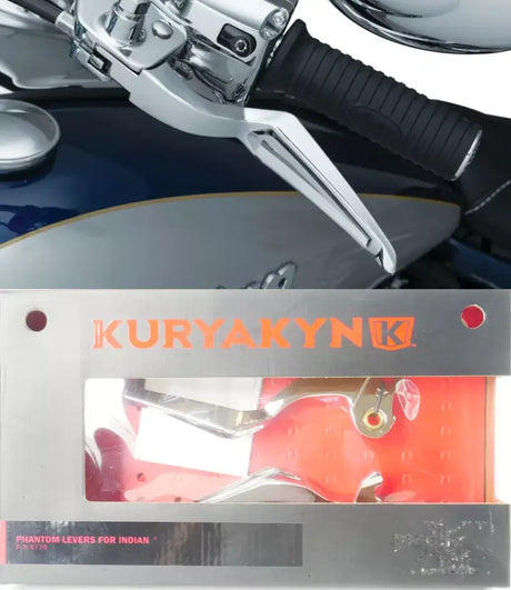 Motorcycle lever and packaging for Kuryakyn Phantom Levers Indian Chrome 5776