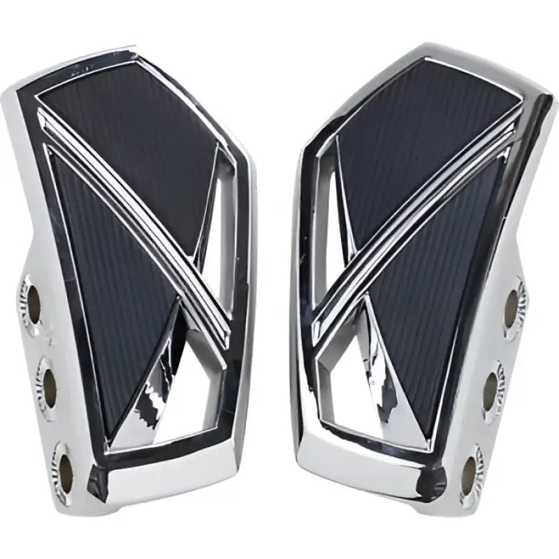 Chrome motorcycle floorboards showing Kuryakyn Phantom Mini Boards Chrome for mini boards