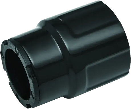 Black plastic pipe fitting for Kuryakyn Precision Heel Shifter Eliminator replacement