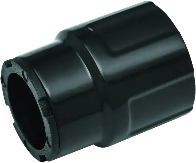 Black plastic pipe fitting for Kuryakyn Precision Heel Shifter Eliminator replacement
