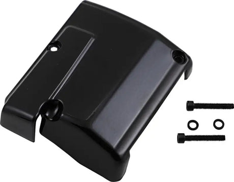 Black Kuryakyn Precision Transmission Top Cover with screws for motorcycle engine protection