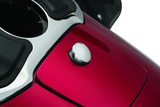 Chrome Kuryakyn Quick Release Fuel Door Knob on a red motorcycle