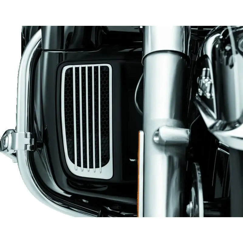 Kuryakyn 7681 Kuryakyn Radiator Grills For Twin Cooled Models Chrome & Black (Pair) - 7681