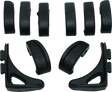 Black plastic furniture leg levelers with replacement rubber pads for Switchblade chairs