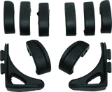 Black plastic furniture leg levelers with replacement rubber pads for Switchblade chairs