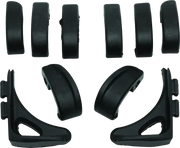 Black plastic furniture leg levelers with replacement rubber pads for Switchblade chairs