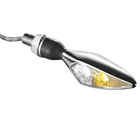 Kuryakyn Rhombus front left white amber chrome motorcycle turn signal
