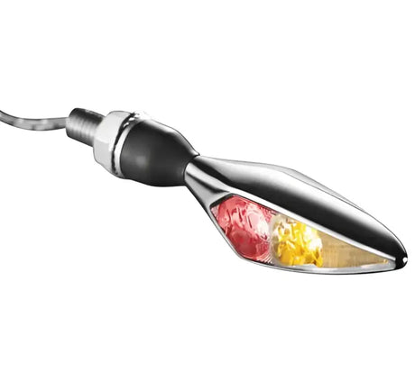 Chrome motorcycle turn signal for Kuryakyn Rhombus Rear Left Red/Red/Amber setup