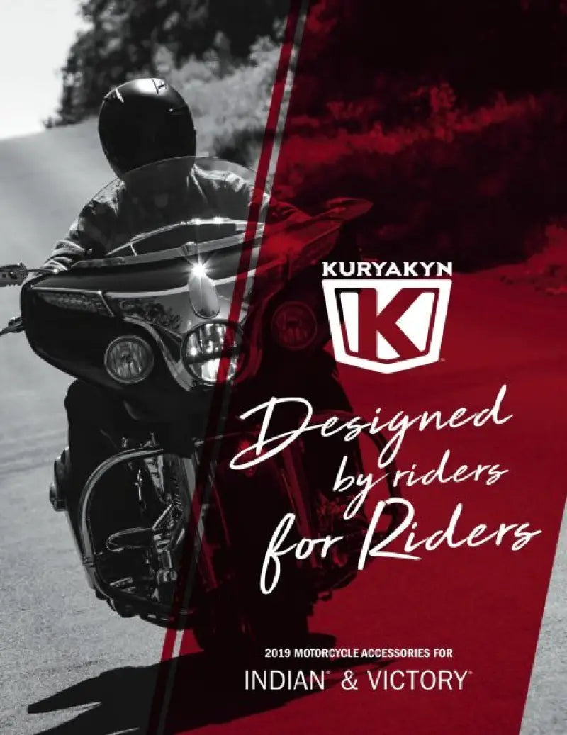 Motorcycle accessories catalog featuring Kuryakyn Rhombus S clear lens in amber satin black