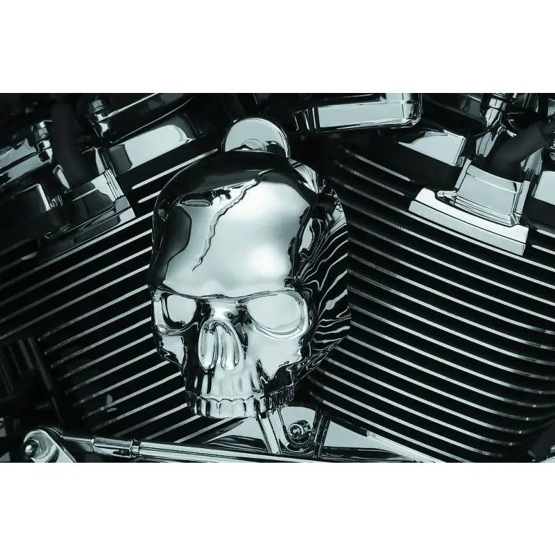 Kuryakyn 5730 Kuryakyn Skull Horn Cover 17-Up With Waterfall Style Horn Chrome - 5730