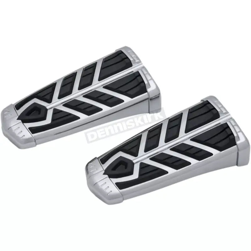 Chrome and black Kuryakyn Spear footpegs for motorcycles without adapter