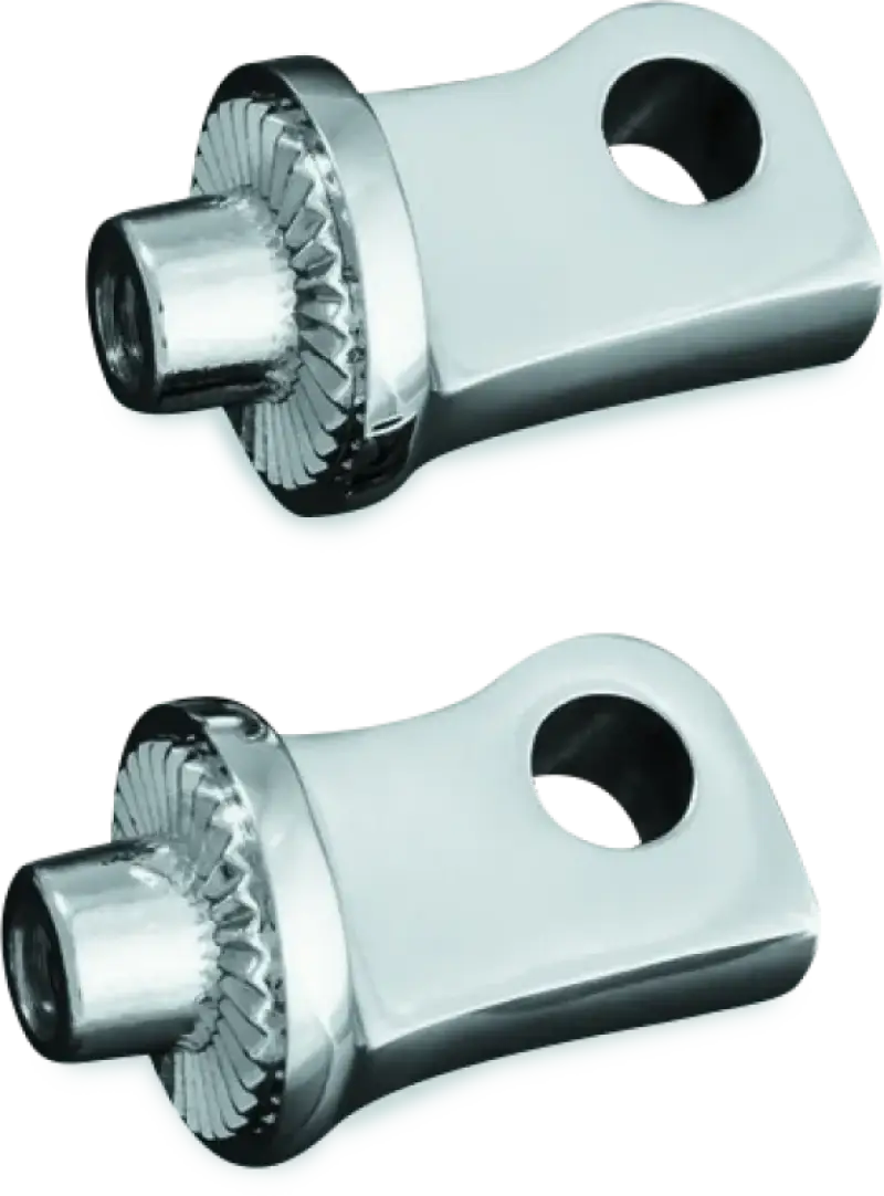 Shiny chrome splined peg adapter mounts for motorcycles, perfect splined peg upgrade