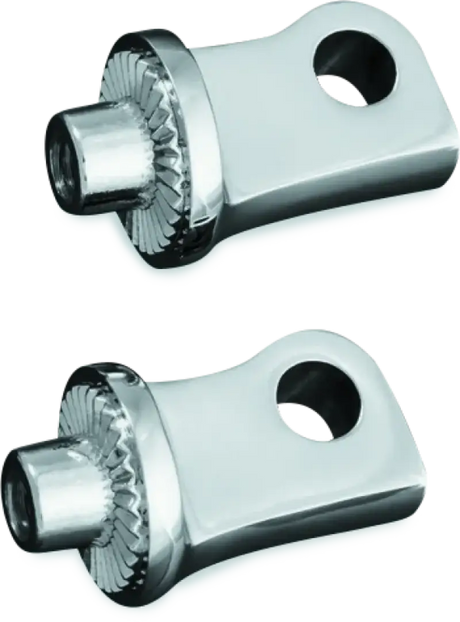 Shiny chrome splined peg adapter mounts for motorcycles, perfect splined peg upgrade
