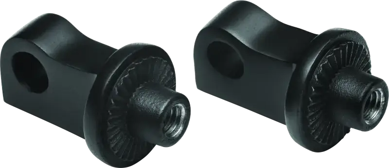 Black metal threaded mounting brackets for Kuryakyn Splined Peg Adapter XL Black mount