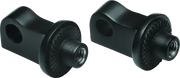 Black metal threaded mounting brackets for Kuryakyn Splined Peg Adapter XL Black mount
