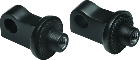 Black metal threaded mounting brackets for Kuryakyn Splined Peg Adapter XL Black mount