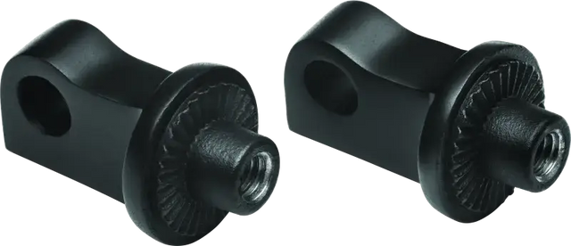 Black metal threaded mounting brackets for Kuryakyn Splined Peg Adapter XL Black mount