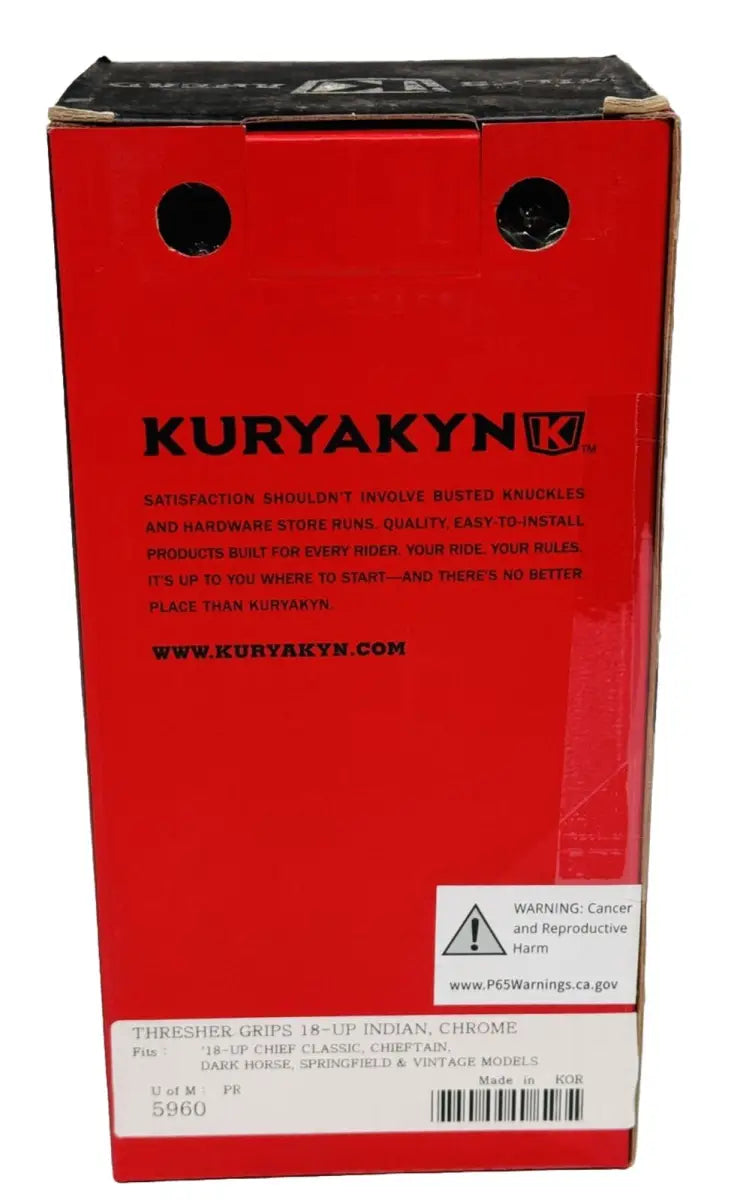 Photo of Kuryakyn Thresher Grips box for Indian models chrome motorcycle grips