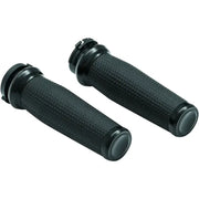 Kuryakyn Thresher Grips Dual Cable Black - Ergonomic, durable motorcycle hand grips with sleek black finish.
