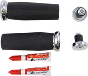 Kuryakyn Thresher grips on motorcycle handlebar with chrome accessories for style
