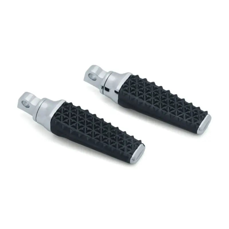 Black and silver Kuryakyn Thresher Pegs with Adapter Chrome for motorcycles