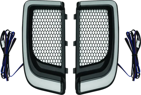 Kuryakyn Tracer Lower Fairing Grill Black - sleek and durable grill with a hexagonal mesh design, perfect for RV, automotive, powersports, off-road, marine, and truck accessories. Enhance your vehicle's exterior styling and protection with this premium part, available in AVADA - Best Sellers. Exterior, Exterior Styling, Exterior Parts & Accessories, Exterior Styling, Exterior Trim.